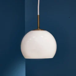 FRANDSEN Pendellampe Ball, sandgrau, Ø 18 cm, Glas