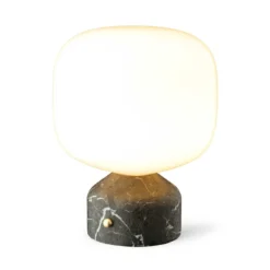 GEJST LED-Akku-Tischlampe Meemo, Marmor schwarz, Glas, USB