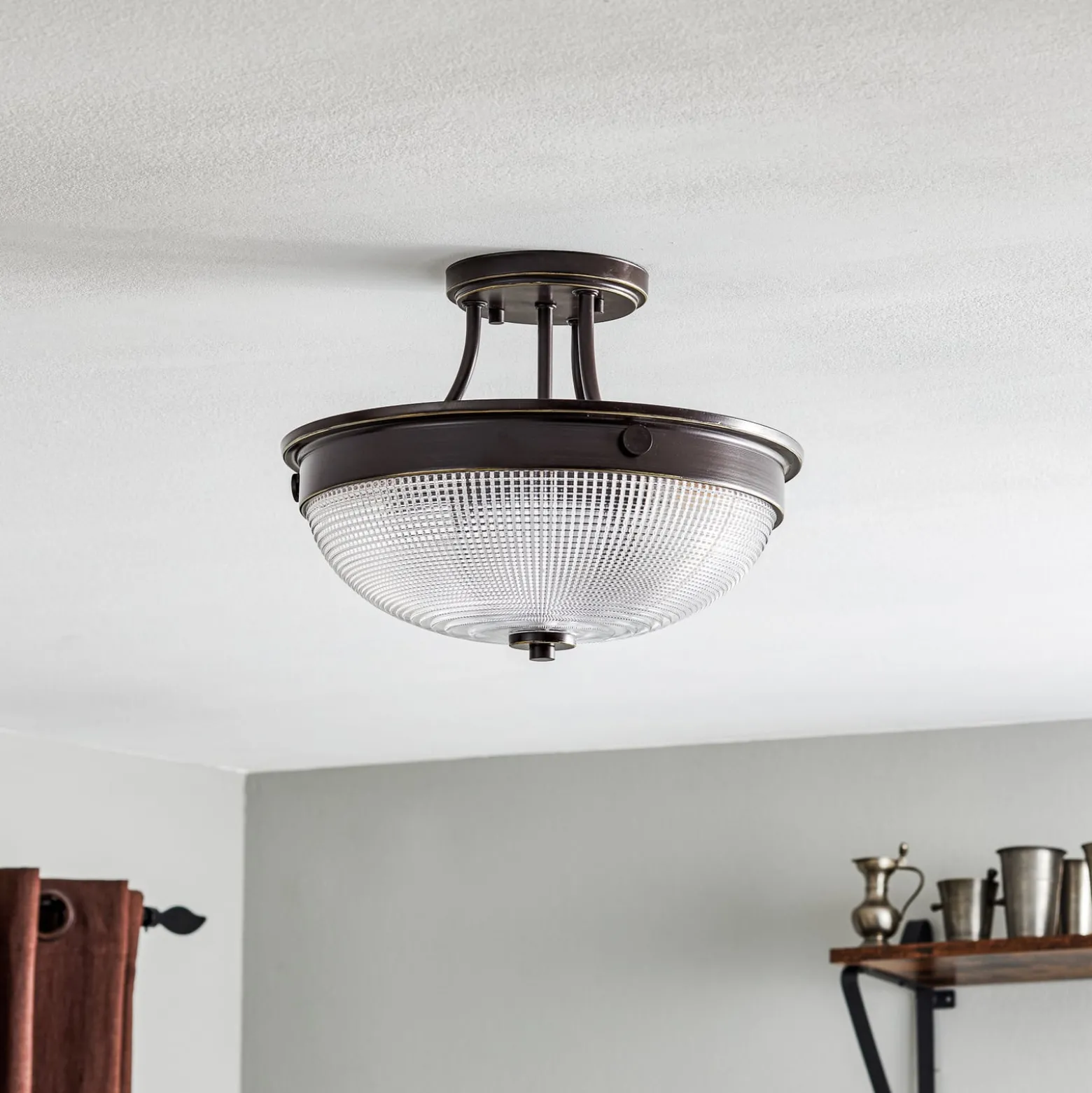 Glas-Deckenleuchte Mantle mit Bronze-Finish