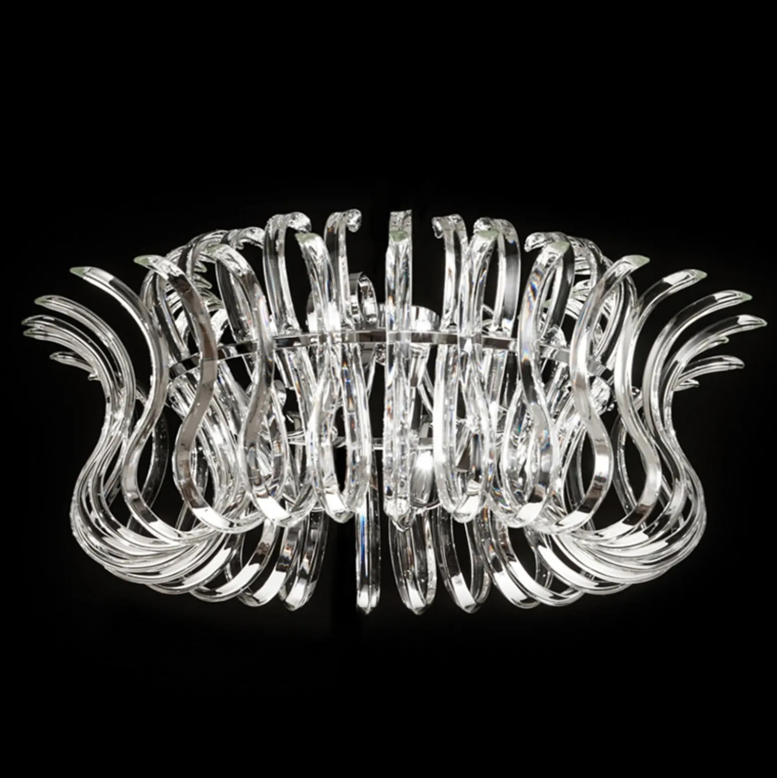 Glas-Deckenleuchte Wave mit 65 cm Durchmesser