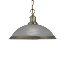 Glas-Hängeleuchte Bistro, 1-flammig, altmessing