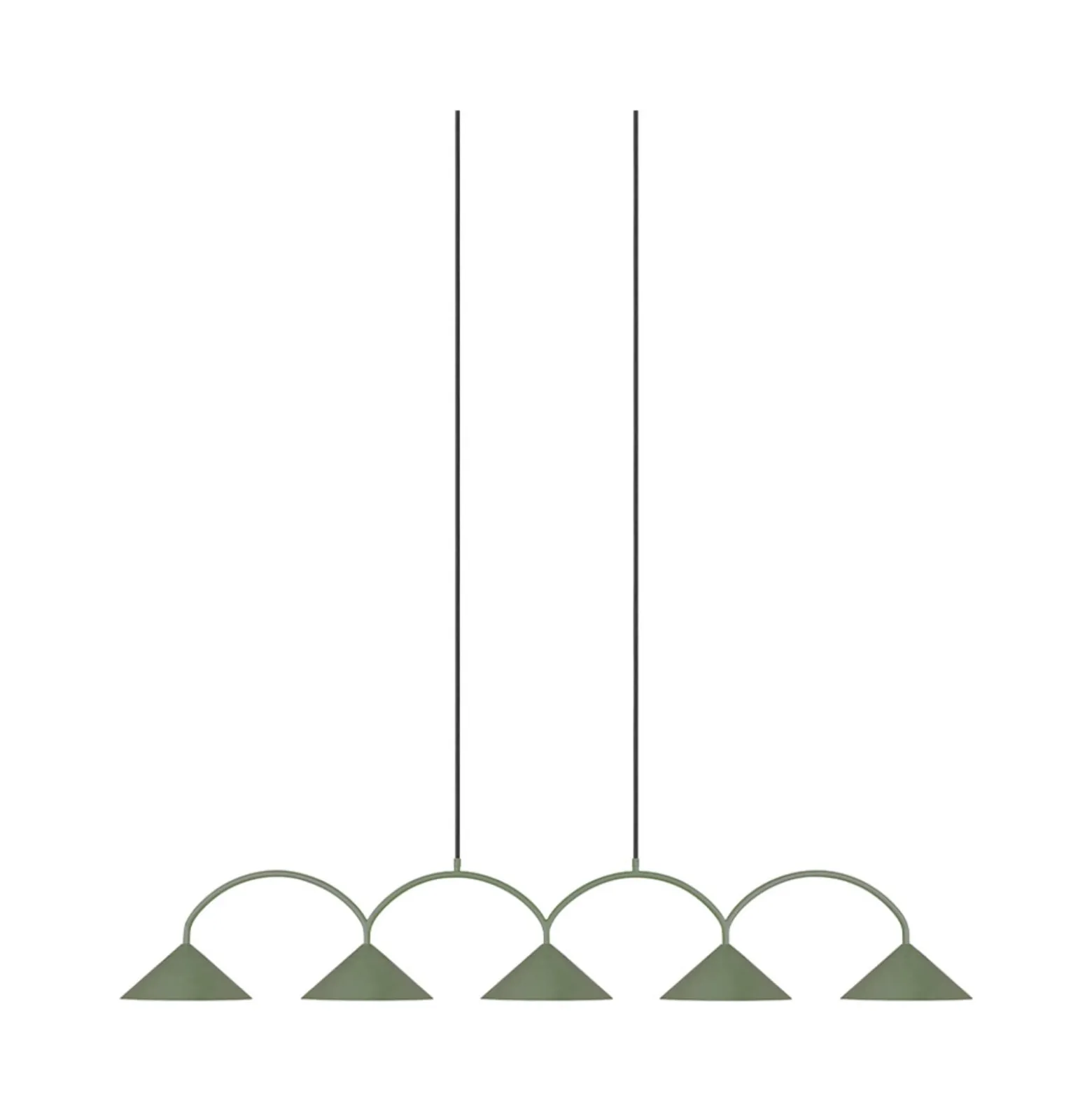 Globen Lighting Hängelampe CURVE 5, grün, 5-flg., 165 cm