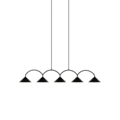 Globen Lighting Hängelampe CURVE 5, schwarz, 5-flg., 165 cm