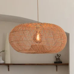 GOOD & MOJO Hängelampe Arizona, natur, Ø 70 cm, Rattan, E27