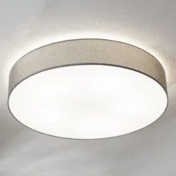 Graue Deckenlampe Pasteri mit Leinenschirm 76 cm