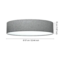 Graue Deckenlampe Pasteri mit Leinenschirm 57 cm