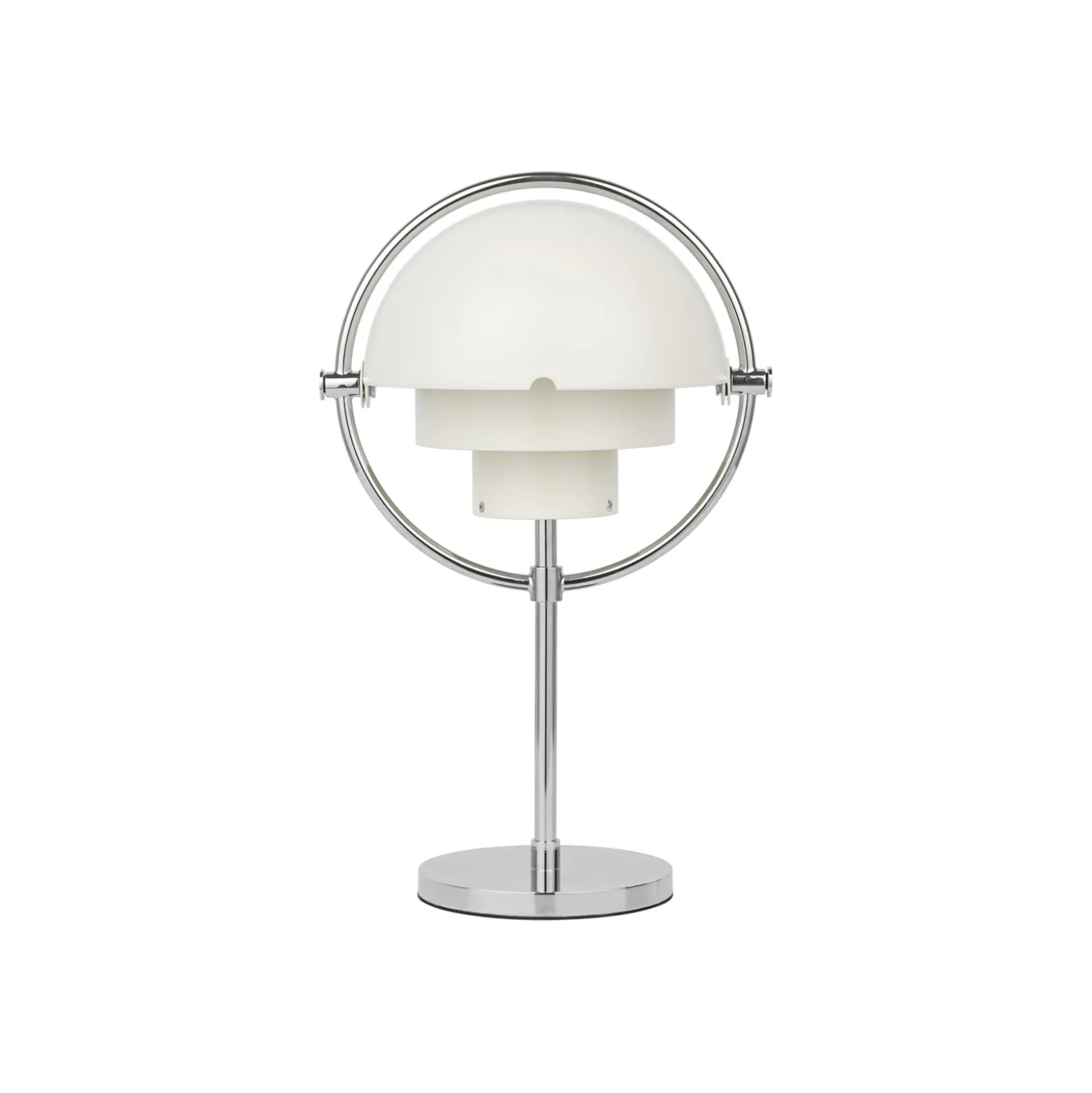 GUBI Akku-Tischleuchte Multi-Lite, chrom/weiß, 30 cm