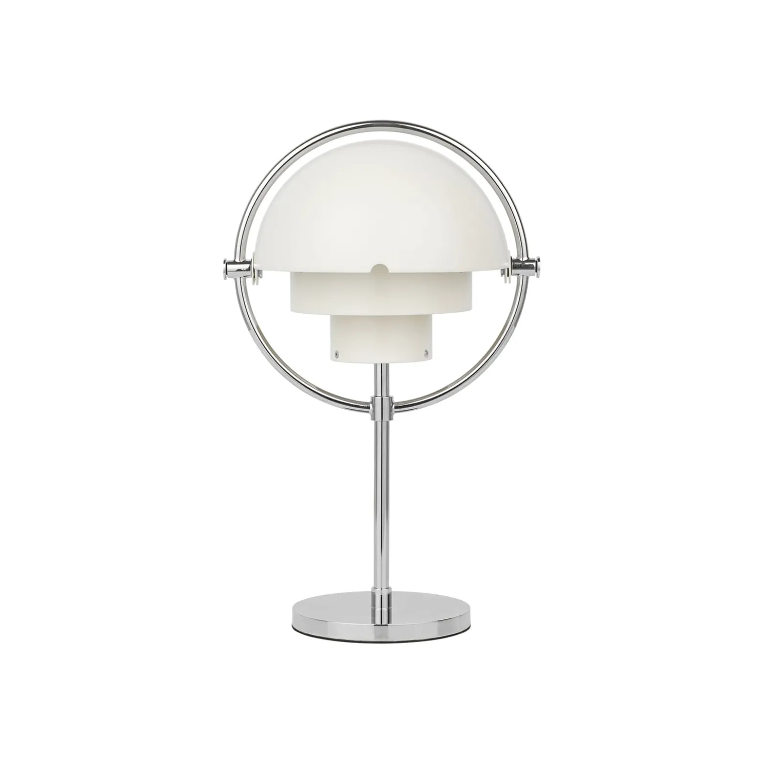 GUBI Akku-Tischleuchte Multi-Lite, chrom/weiß, 30 cm
