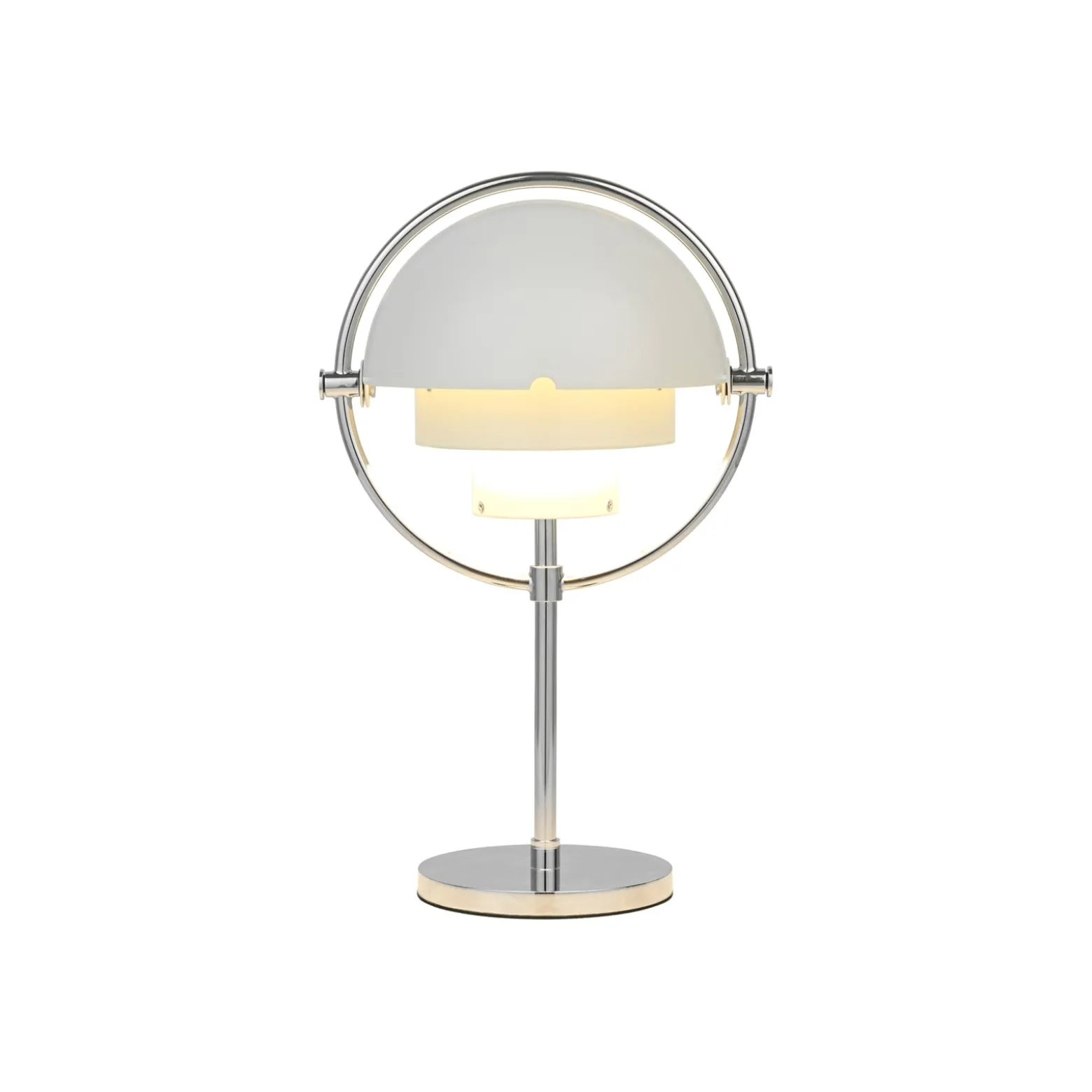 GUBI Akku-Tischleuchte Multi-Lite, chrom/weiß, 30 cm