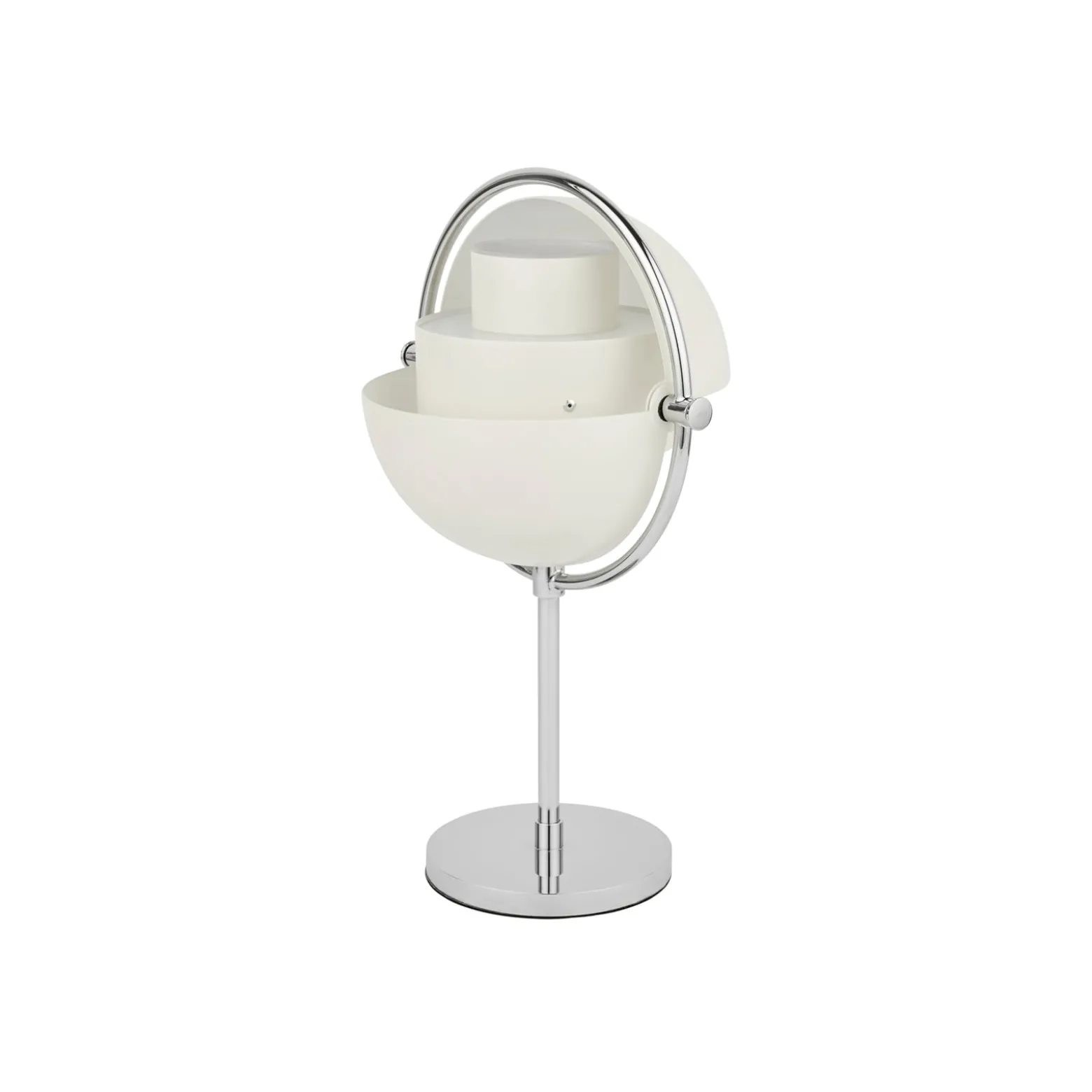GUBI Akku-Tischleuchte Multi-Lite, chrom/weiß, 30 cm