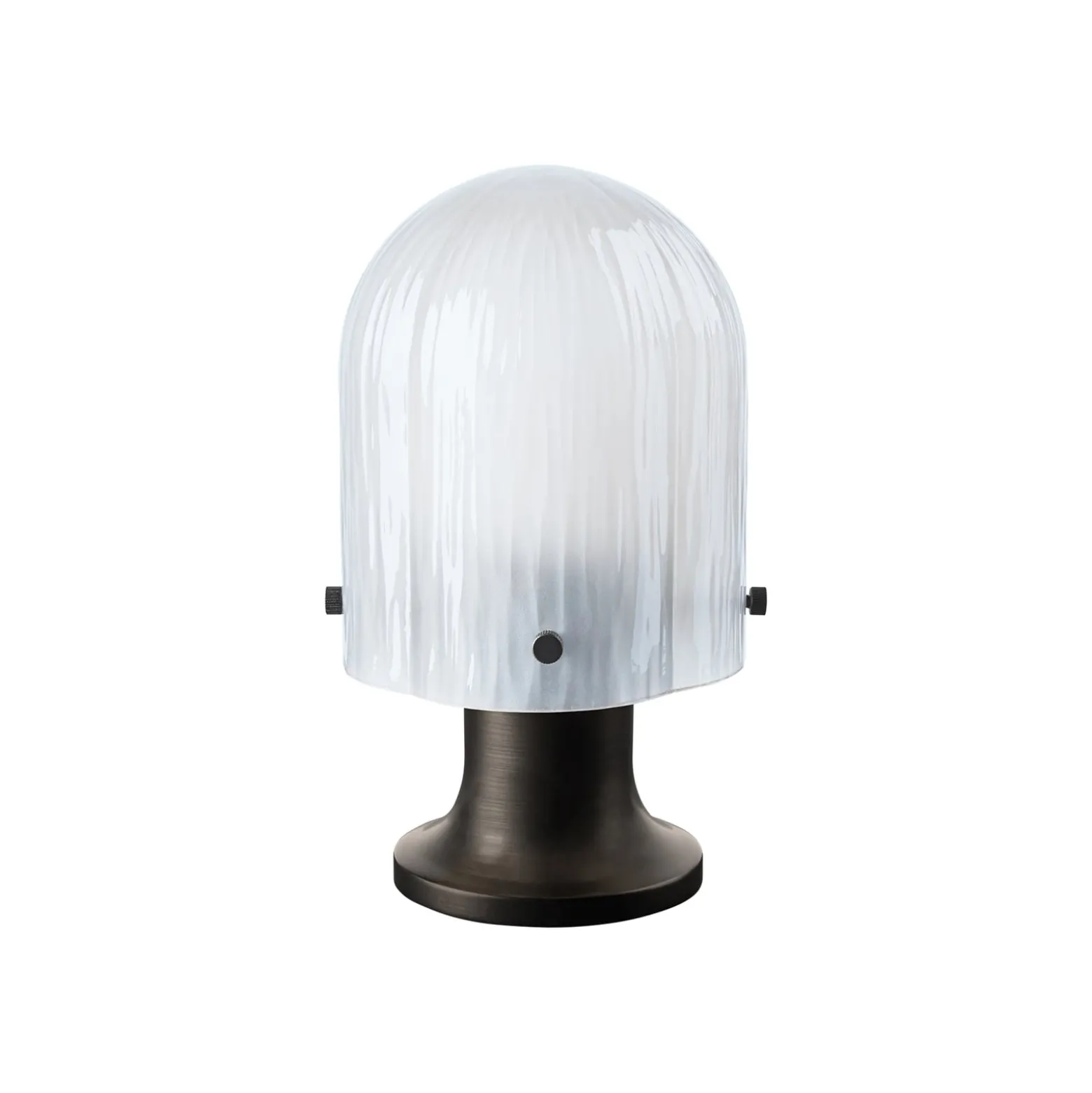 GUBI Akku-Tischleuchte Seine, IP44, Messing antik, Glas matt