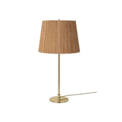 GUBI Tischleuchte 9205, messing, Bambus-Schirm, Höhe 58 cm