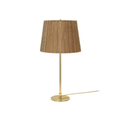 GUBI Tischleuchte 9205, messing, Bambus-Schirm, Höhe 58 cm