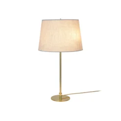GUBI Tischleuchte 9205, messing, Canvas-Schirm, Höhe 58 cm