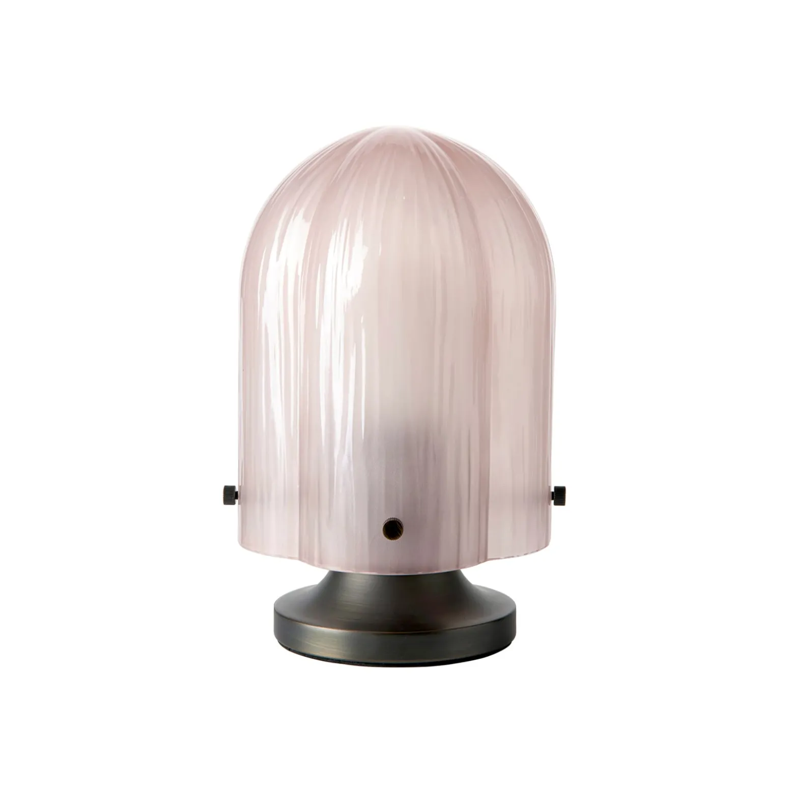 GUBI Tischleuchte Seine, Messing antik, Glas korallenrosa