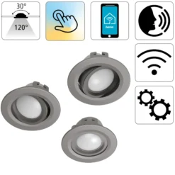 Hama WLAN Einbauspot, App-Steuerung CCT 3er nickel