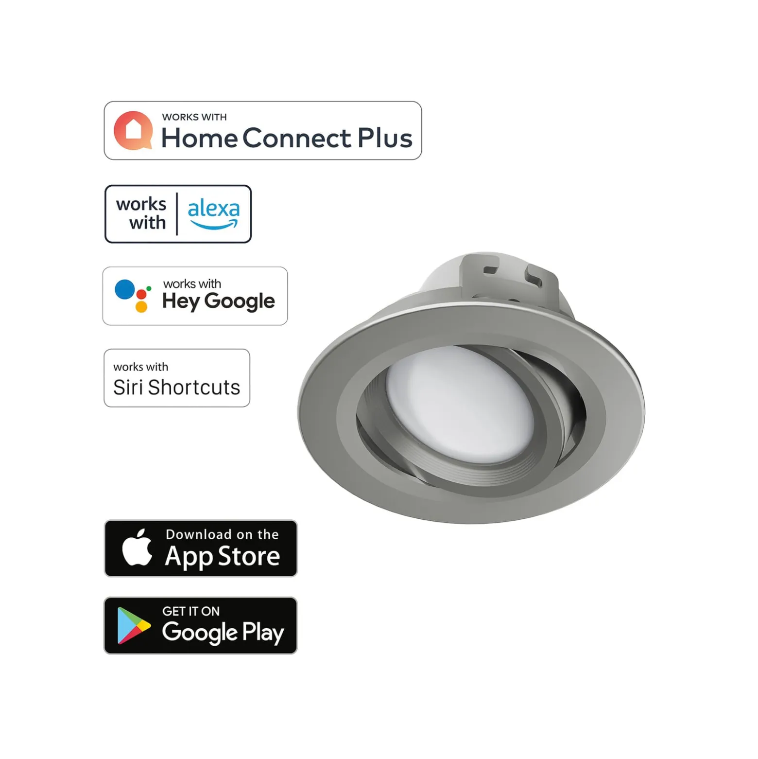 Hama WLAN LED-Einbauspot, App-Steuerung CCT nickel