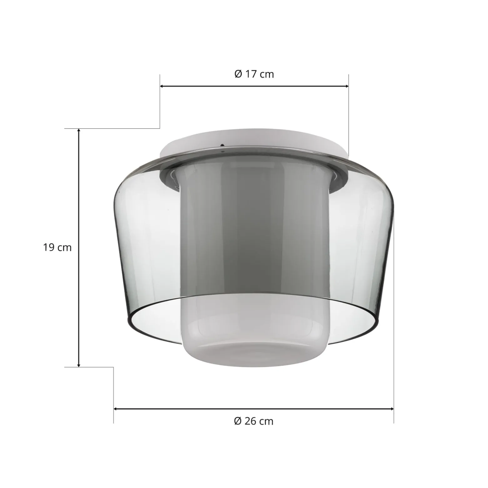 Helestra Canio Glas-Deckenleuchte, rauchgrau