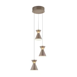 Helestra LED-Hängelampe LUK, 3-flg., braun, dimmbar