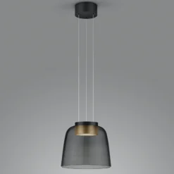 Helestra Oda Hängeleuchte schwarz/gold Glasschirm