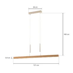HerzBlut Leonora Hängelampe Down 121cm Eiche natur