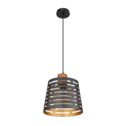 Hängelampe Ablona, Ø 25 cm, schwarz/goldfarben, Metall