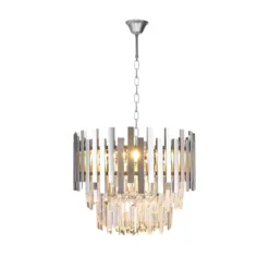 Hängelampe Aspen Metall chromfarben Glaskristalle Höhe 30 cm