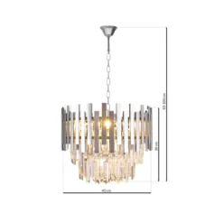 Hängelampe Aspen Metall chromfarben Glaskristalle Höhe 30 cm
