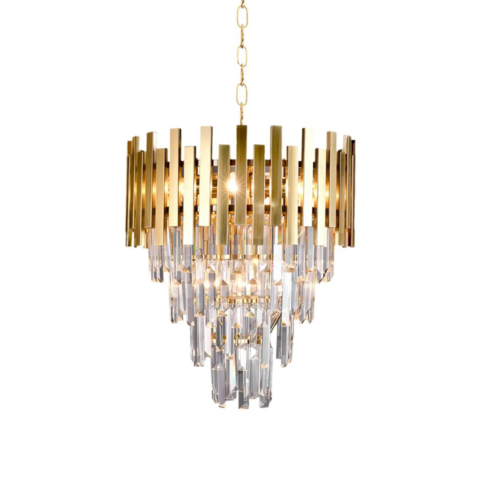 Hängelampe Aspen Metall goldfarben Glaskristalle, Höhe 50 cm