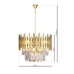Hängelampe Aspen Metall goldfarben Glaskristalle, Höhe 30 cm