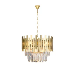 Hängelampe Aspen Metall goldfarben Glaskristalle, Höhe 30 cm