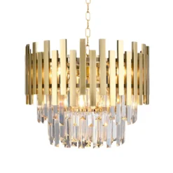 Hängelampe Aspen Metall goldfarben Glaskristalle, Höhe 30 cm