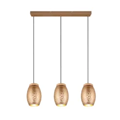 Hängelampe Bidar, Länge 71 cm, kaffeebraun, 3-flg., Metall
