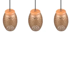 Hängelampe Bidar, Länge 71 cm, kaffeebraun, 3-flg., Metall