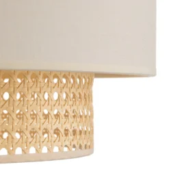 Hängelampe Boho, ecru/holz, 2-flammig, Textil/Rattan