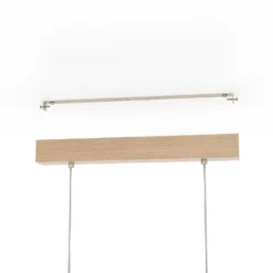 Hängelampe Castralvo, Länge 115 cm, holz/amber, 5-flg., Glas