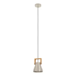 Hängelampe Cawton, Ø 16 cm, stahl/braun, Stahl/Holz