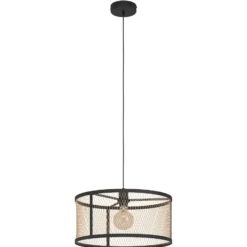 Hängelampe Dellow, Ø 45 cm, schwarz/messingfarben, Stahl