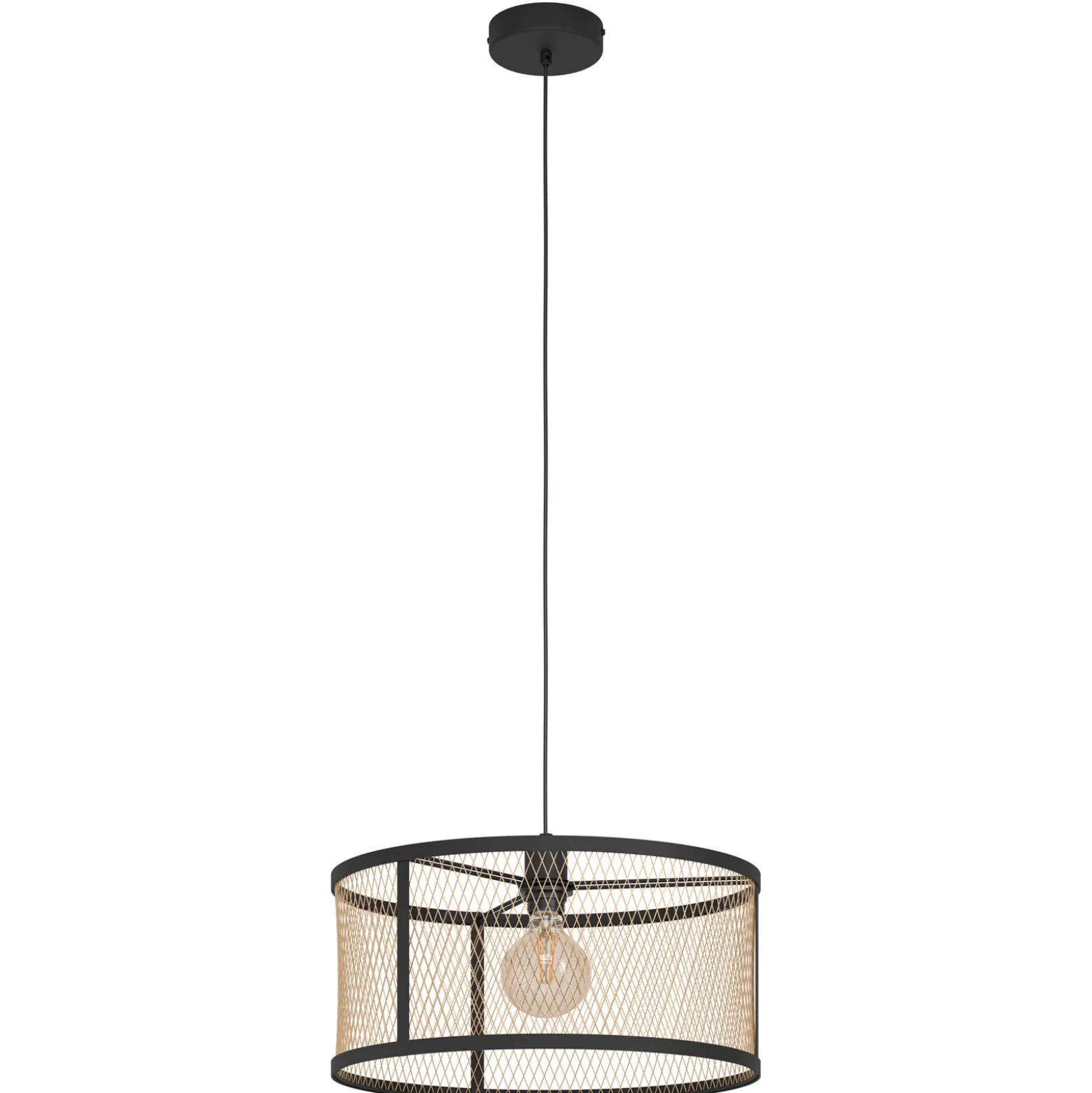 Hängelampe Dellow, Ø 45 cm, schwarz/messingfarben, Stahl