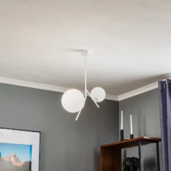 Hängelampe Dione, zweiflammig, weiß
