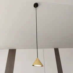 Hängelampe Elit, 1-flammig, goldfarben, Metall Abhängung 1 m