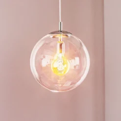 Hängelampe 562, Glas klar, Kappe/Baldachin chrom