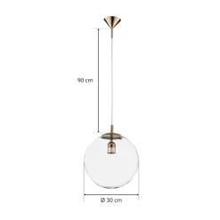 Hängelampe 562, Glas klar, Kappe/Baldachin gold