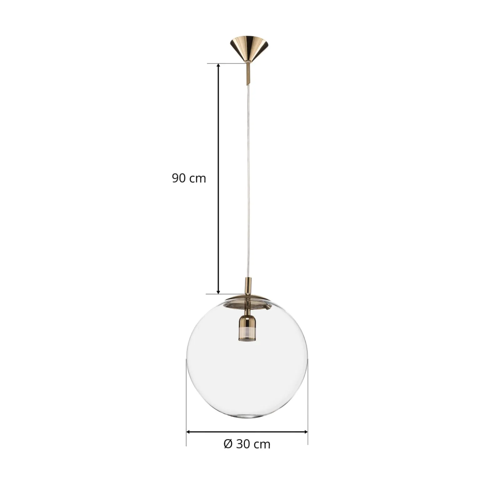 Hängelampe 562, Glas klar, Kappe/Baldachin gold