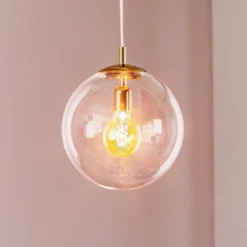 Hängelampe 562, Glas klar, Kappe/Baldachin gold