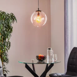 Hängelampe 562, Glas klar, Kappe/Baldachin schwarz