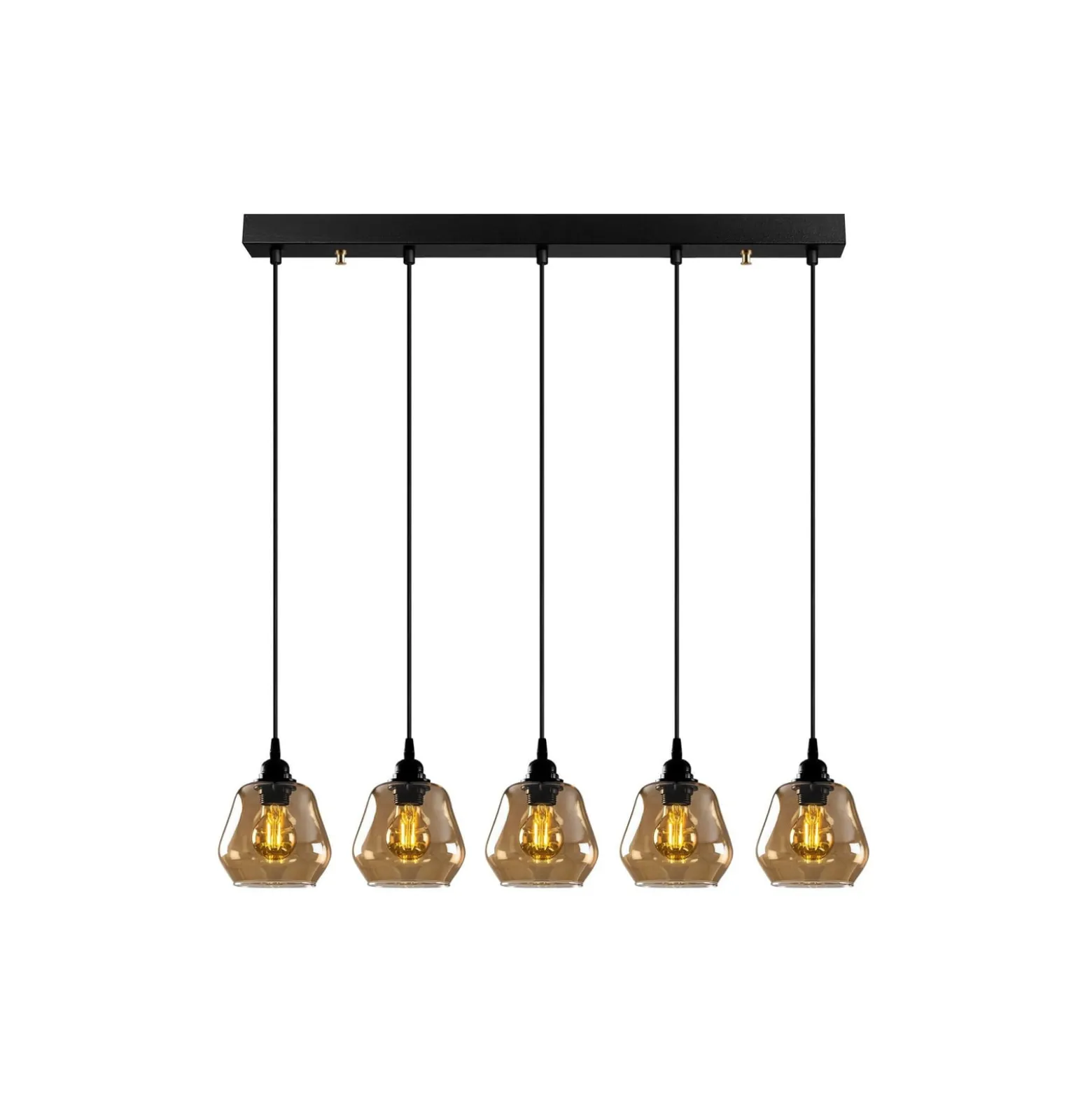 Hängelampe Gold 033, gold-transparent Glas, 5-flammig linear