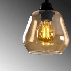 Hängelampe Gold 033, gold-transparent Glas, 5-flammig linear