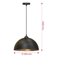 Hängelampe Goldi 2er-Set, schwarz/gold, Ø 30 cm, Metall, E27
