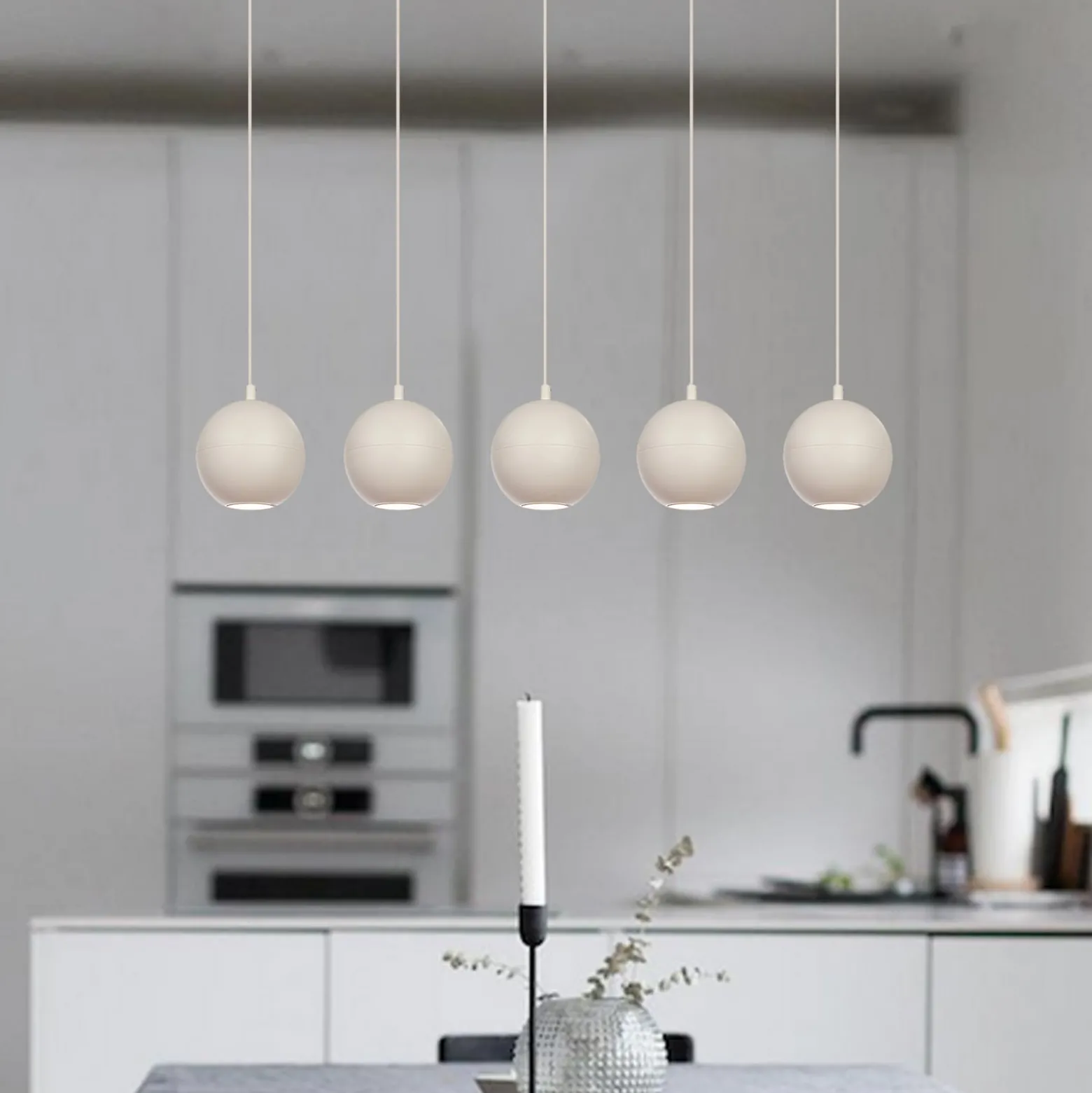 Hängelampe Midway, sandfarben, 5-flammig, 105 cm lang, GU10